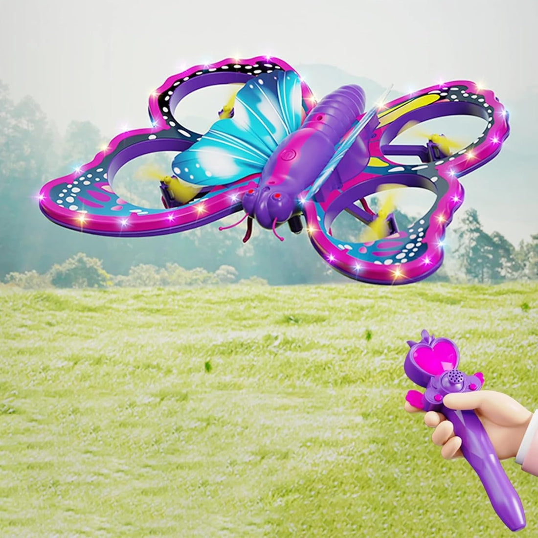 Mini Butterfly Drone for Kids - LED Lights, Altitude Hold, Headless Mode, and 360° Flip RC Quadcopter