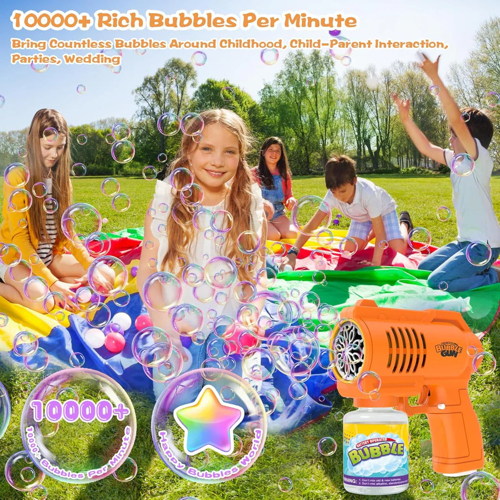 Bubble Machine Gun for Toddlers, Easter Basket Stuffers for Kids, High Output 10000+ Colored Bubble, Automatic Bubble Maker